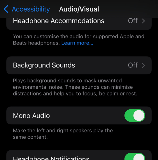 Configuración de audio mono para iPhone 